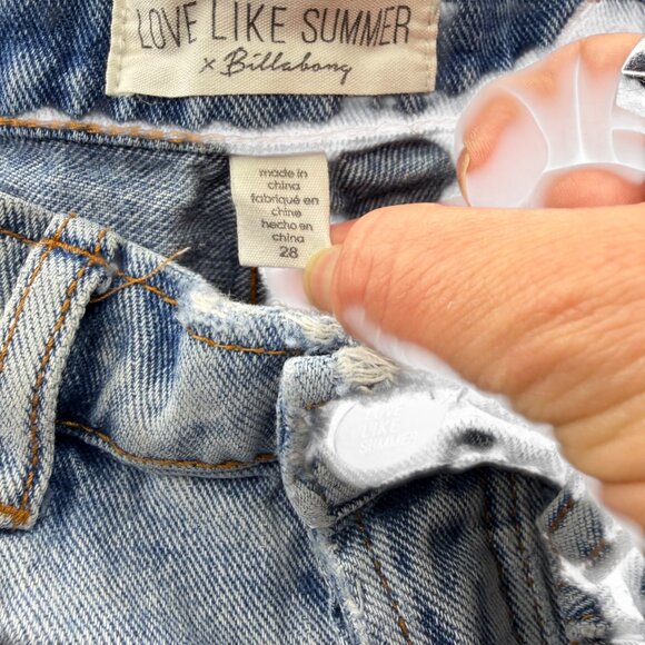 BILLABONG X LOVE LIKE SUMMER shorts light wash 28 IT's Time Denim Shorts - Picture 8 of 11